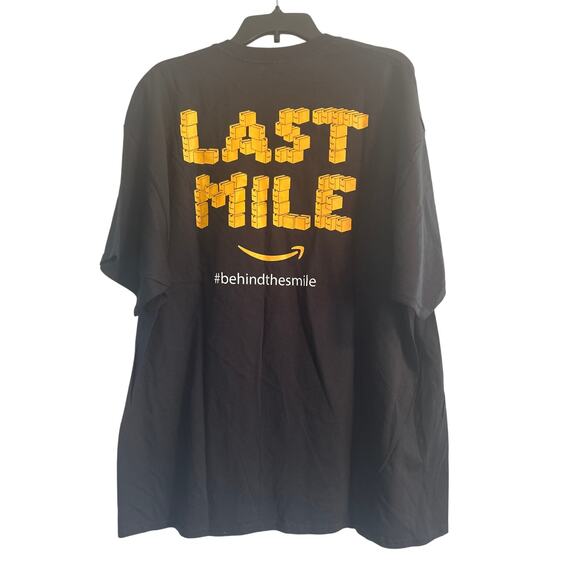 NWOT Gildan Men's Cut AMZLPEAK Amazon Black T Shirt Last Mile Size 2XL - Picture 2 of 5